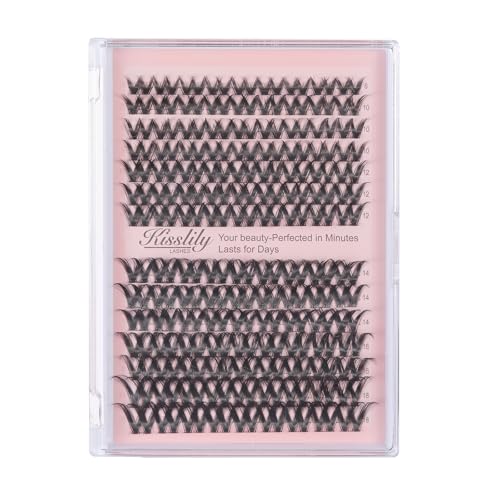 Flicker Ultra Thin Band Manga & SpikeyWhispy Lashes DlY Eyelash Extension Kit DCurl Individual Lashes Waterproof lash clusters and Long lasting Makeup For Girl