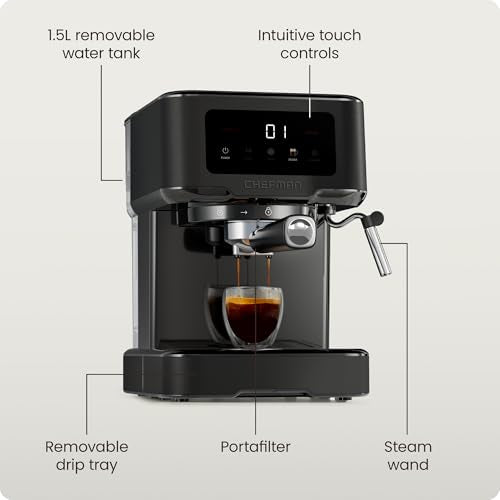 Espresso Machine with 15-Bar Pump & Steam Wand – Compact Coffee Maker for Lattes & Cappuccinos