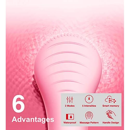 N?graCoola CLIE Facial Cleansing Brush, Waterproof and Rechargeable Electric Face Scrubber for Men & Women, Exfoliating, Massaging, and Cleansing - Pink
