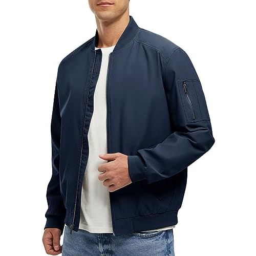 Rdruko Men's Lightweight Bomber Jacket Causal Fashion Stylish Windbreaker Light Jacket