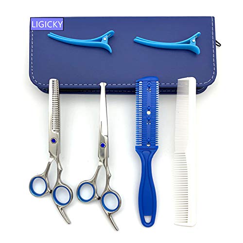 Baby Safety Hair Cutting Scissors Set - Blue Safety Round Tip Stainless Steel Bang Shears for Kids & Home