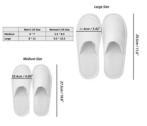 Medium White Spa Slippers - 10 Pairs Closed Toe Indoor Footwear for Men & Women Variation of THIS listing
