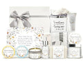 White Spa Gift Set for Women - 10-Piece Self Care Home Kit with Candles & Bath Bombs - Mother's Day, Birthday, Christmas Gift
