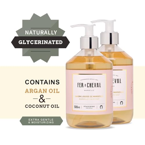 Liquid Hand Soap Rose Petal Double - Hydrating Marseille Soap with Argan & Coconut Oil