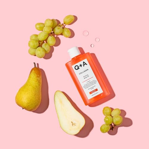 Q+A Collagen Body Oil (150ml), Nourishing Body Moisturizer with Vegetable Collagen, Immortelle Oil and Omega-9, Supports Firmness, Boosts Elasticity and Targets Stretch Marks, Vegan and Cruelty Free