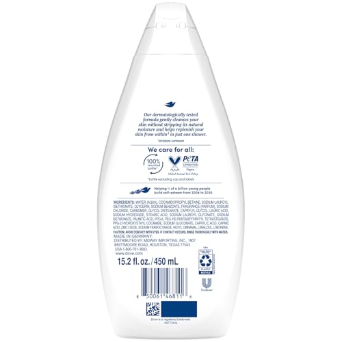 Dove Hydrate Body Wash 6-Pack - Moisturizing Shower Gel for Dry Skin