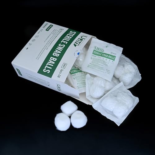Sterile Cotton Balls Pack of 120 - Gentle, Pure, Individually Packaged for Sensitive Skin