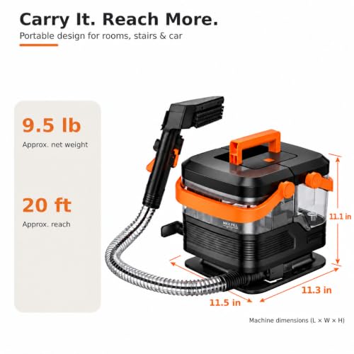 Portable Carpet & Upholstery Cleaner for Couch Car & Rugs, 2L Tank