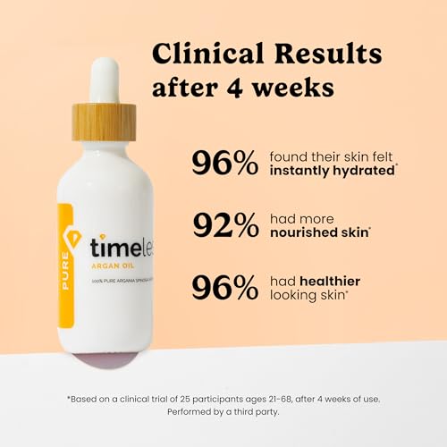 Timeless Skin Care Argan Oil - 100% Pure Argan Oil for Face & Hair Care - For Dry Skin - Fragrance-Free - Use with Moisturizer or Hair Products - 2 oz