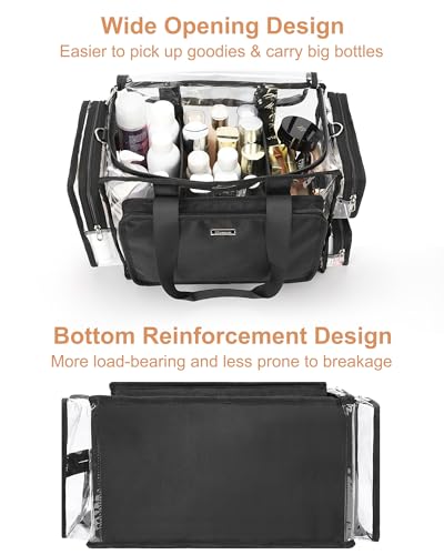 Extra Large Clear Makeup Organizer Bag with Dividers & Shoulder Strap - Professional Cosmetic Travel Tote