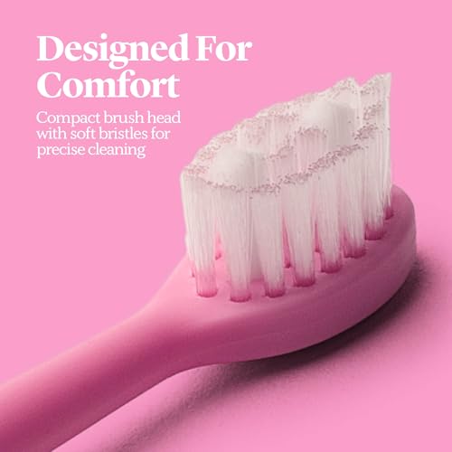 Dentist-Designed PRO-X Replacement Toothbrush Heads for Adults - Pink, Deep Plaque Removal, Soft Bristles (3 Pack)