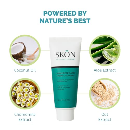 Sk?n Hyaluronic Acid Facial Cleanser ? Gentle Hydrating Face Wash with Vitamin E & Green Tea ? Deep Cleansing & Collagen Boosting Face Cleanser For Radiant, Soft Skin ? Suitable All Skin Types ? 100ml