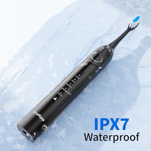 Electric Toothbrush Sonic Power 40,000 VPM 5 Modes Waterproof 30-Day Battery - Black