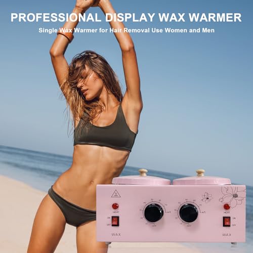 Pink Double Pots Wax Warmer for Hair Removal with Adjustable Temperature