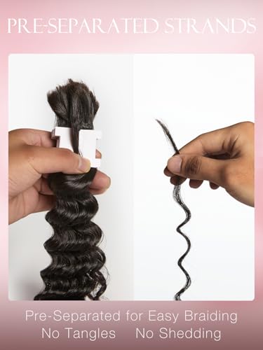 Deep Wave Human Hair for Braiding - 24 Inch Natural Black, 2 Bundles
