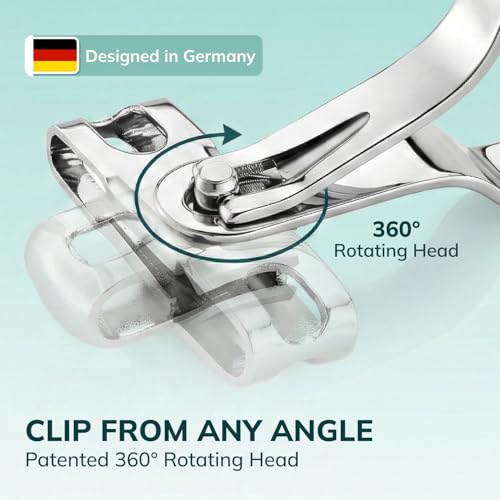Swissker by Swissklip Nail Clippers for Men & Women | Finger Nail Clippers for Adult with 360 Degree Rotating Head I Fingernail Clippers for Women I Surgical-Grade Stainless Steel Material