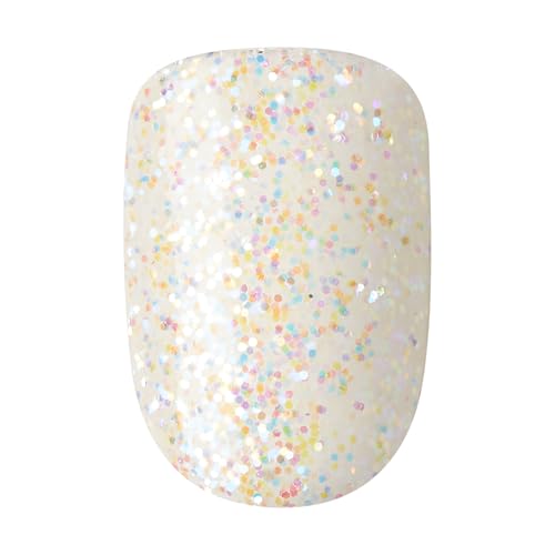 KISS Impress No Glue Manicure Press-On Nails, Light Blue, Lavender, White Glitter, Short Size, Squoval Shape, Includes 30 Nails, Prep Pad, 1 Manicure Stick, 1 Mini File