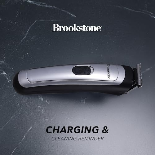 Brookstone - Hair & Beard Trimmer Kit, Precision Grooming for Hair, Beard, & Body with Adjustable Combs, Charging Base & Accessories (14-Piece)