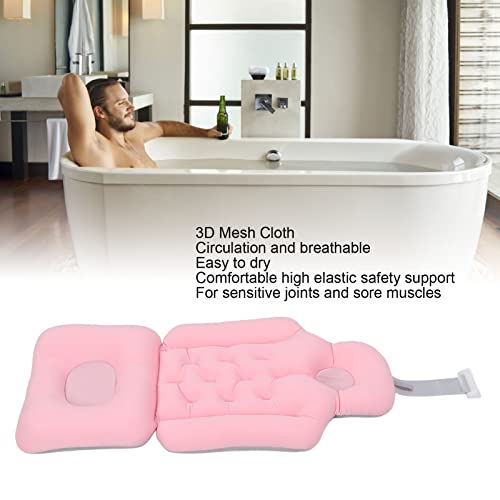 Bathtub Cushion Bathtub Pillow Soft Breathable Folding Headrest Back Support Bath Pillow Cushion for Adults Spa(Pink)