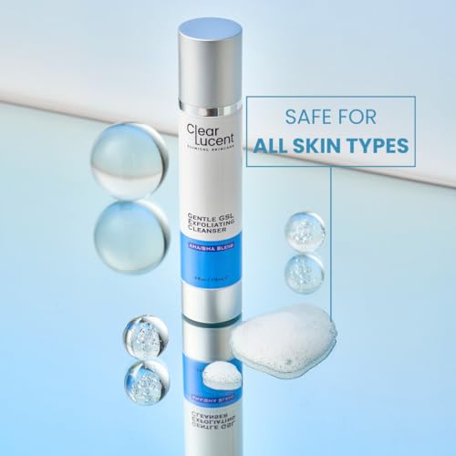 Gentle? GSL AHA/BHA Exfoliating Cleanser? - Glycolic, Salicylic &?Lactic Acid Face Wash for Acne, Blackheads &?Brightening, Aloe + Hyaluronic Hydration, Fragrance?Free, Sensitive?Skin Safe - 4?fl?oz