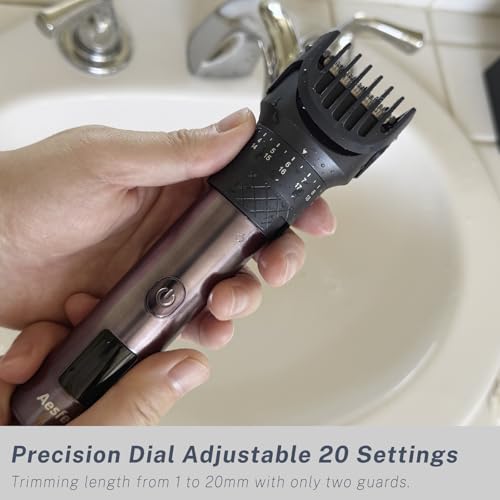 Beard Trimmer and Clippers Set for Men with Foil Shaver, Professional 3-in-1 Mens Shaving Fades Kit with Nose Trimmer, IPX7 Waterproof Wet/Dry, Precise Dial Adjustable 20 Settings, USB-C Rechargeable