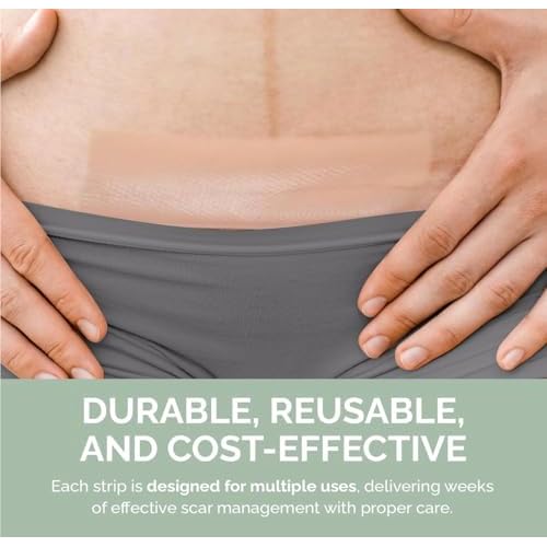 Silicone Scar Strips ? Reusable Medical Grade Silicone & Individually Wrapped Scar Sheets for Mastectomy & C-Section, Scar Treatment Tape for Tummy Tuck, Keloid, Surgical, Burns - 12 Pack