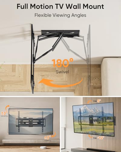 Heavy Duty 98 Inch TV Wall Mount with Power Strip for 50-100 Inch TVs - Full Motion, Swivel, Tilt, Extend, Supports Up to 220 lbs, VESA 800x600mm, Fits Wood Studs