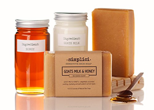 Goats Milk & Honey Natural Bar Soap Pack of 6 - Sensitive Skin, Long-Lasting