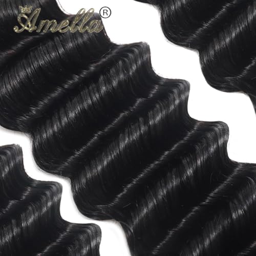 Brazilian Human Hair Bundles Deep Wave 161-820 Inch Black - Unprocessed Virgin Hair