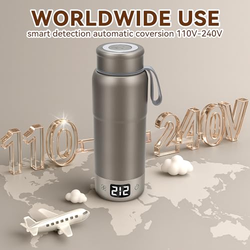 Gary 520ML Titanium Travel Electric Kettle - Dual Voltage 12 Temp Control Gray