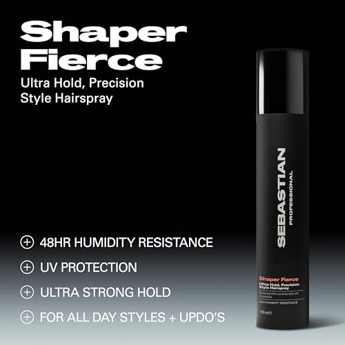 Sebastian Professional Shaper Fierce Hairspray | Strong, Ultra-Firm, All Day Hold | Humidity Resistant | For Medium to Heavy Textures | Finishing Spray | For All Hair Types
