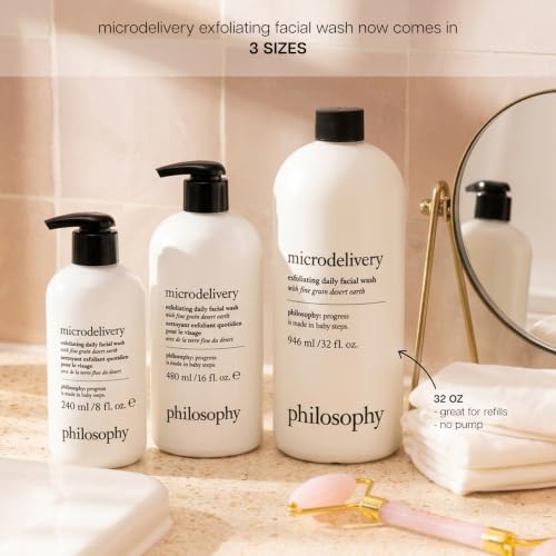 Philosophy Microdelivery Exfoliating Facial Wash 32 Fl Oz - Daily Skin Cleanser with Desert Earth & Gentle Amino Acids