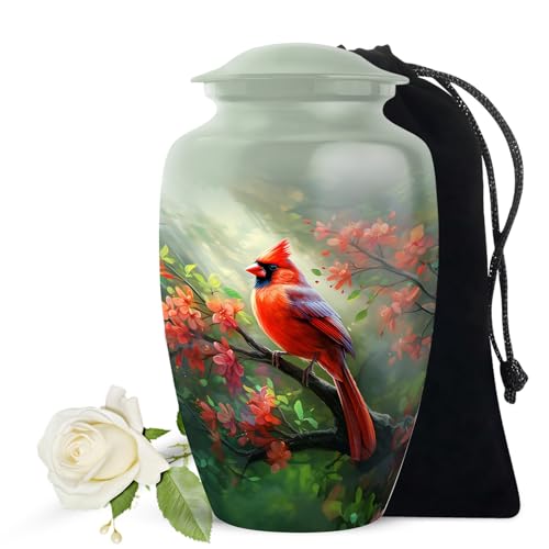 Red Cardinal Bird Urn for Ashes - 10 Inch Decorative Cremation Urn for Adults, Women
