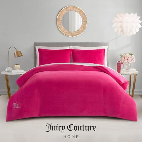 Pink Velour Comforter Set - Full/Queen Luxury Bedding Without Throw Pillows