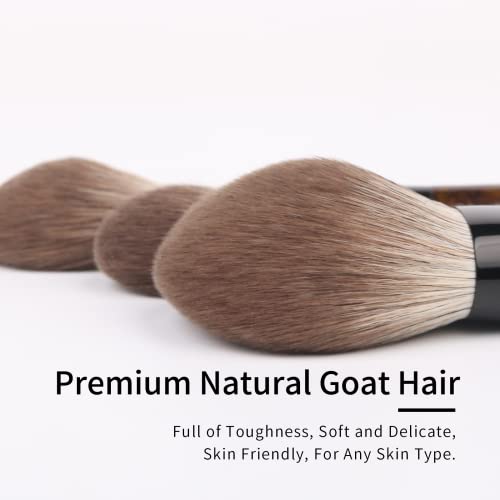 Natural Goat Hair Makeup Brush Set with Walnut Handles - Full Set, Professional