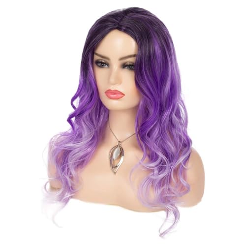 Long Curly Wavy Ombre Purple Wig for Women - Synthetic Cosplay & Party Hair - Variation Purple