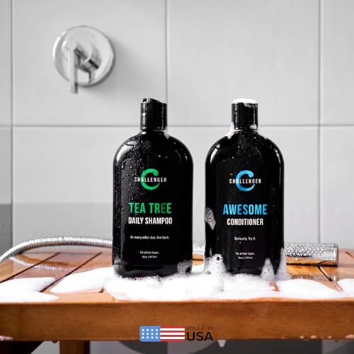 Tea Tree Shampoo & Peppermint Conditioner Set - Men's Hair Care - Itchy & Dry Scalp Relief - 2x 16oz - Variation of Shampoo & Conditioner