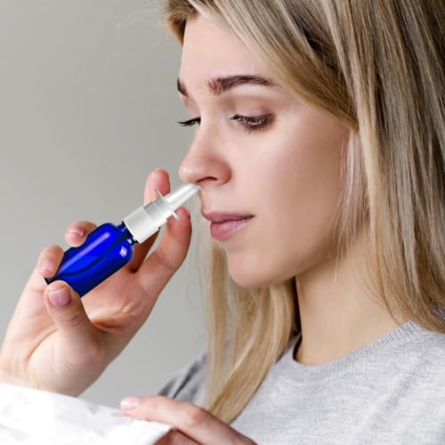 Blue 80 Pcs Refillable Glass Nasal Spray Bottles 30ML/1OZ Travel Kit