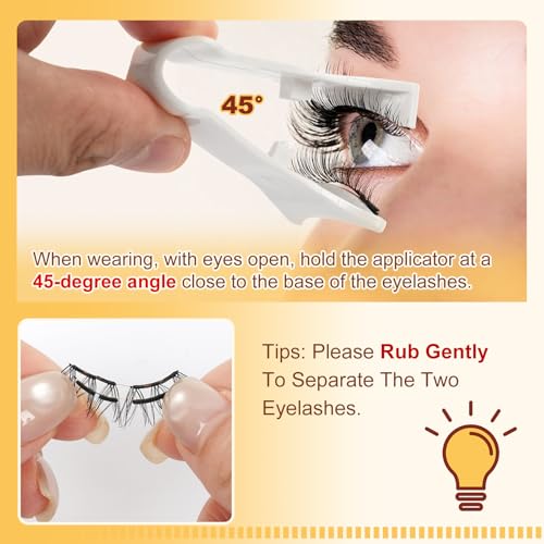 QUEWEL Magnetic-Eyelashes with Applicator, Upgrade 1 Pair Soft Magnetic Lashes, No Glue Needed Reusable Magnetic Eyelashes So Soft and Suitable for Beginners (Soft-Magnetic-A)