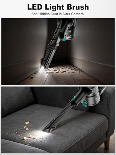 OIRFND Cordless Vacuum Cleaner 58KPa 60Mins 10-in-1 Self-Standing, Army Green
