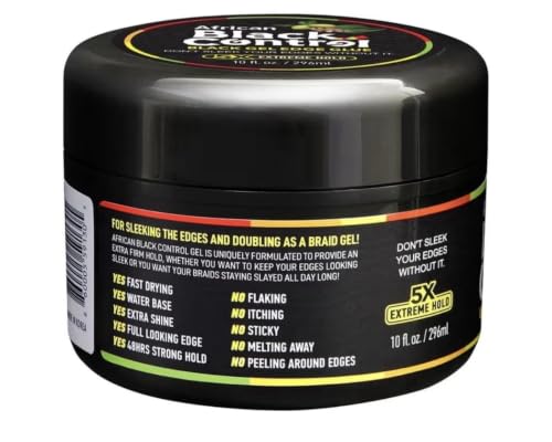 Black Gel Edge Glue for Hair Styling & Locs - 10 fl oz