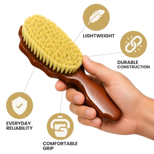 Kosher 360 Wave Brush with Handle - Vegan Agave Bristle Hard Medium for Curly Coarse Wavy Hair