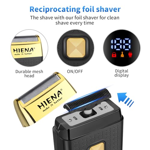 HIENA PRO Professional Hair Clippers Set, Cordless Hair Clipper for Barber Kit, USB-C Rechargeable Barber Clippers for Men with LED Display