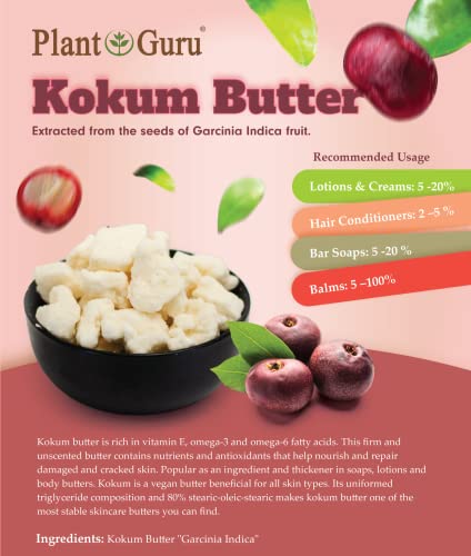 Plant Guru Raw Kokum Butter 80 Ounce Bulk Natural Skin & Hair Moisturizer