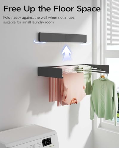 VIKAQI 32" Wall Mounted Foldable Clothes Drying Rack - Heavy Duty Stainless Steel