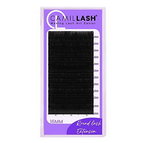 Round Lash Extension 0.03/16MM/CC-Curl Russian Volume Tray Wholesale Supplies,Single Individual Eyelash Extensiones Case Matt Black(0.03/16MM/CC-Curl)