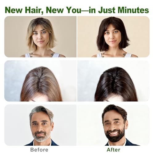 Limer Hair Dye Shampoo, Dark Brown 6-in-1 Natural Herbal Hair Color Shampoo, Semi-Permanent Gray Coverage with Pleasant Scent, Ammonia-Free Formula for Women & Men (460ml/15.55fl oz)