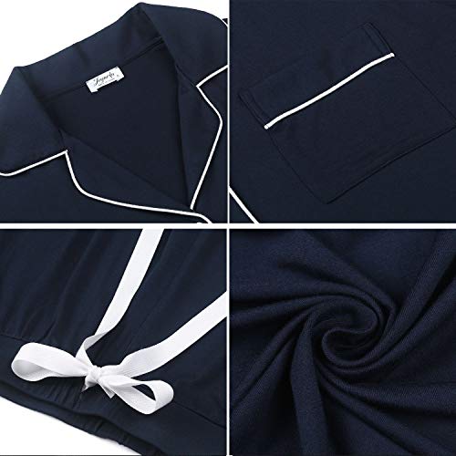 Joyaria Womens Bamboo Viscose Pajama Sets Long Sleeve Button Down Cooling Sleepwear Soft Comfortable Pj Pants Set for Women