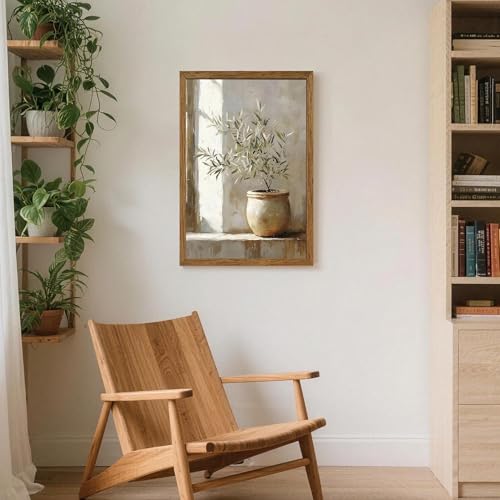 AVECCO Potted Vintage Olive Tree Wall Art Canvas 20x30 Inches - Tree Variation