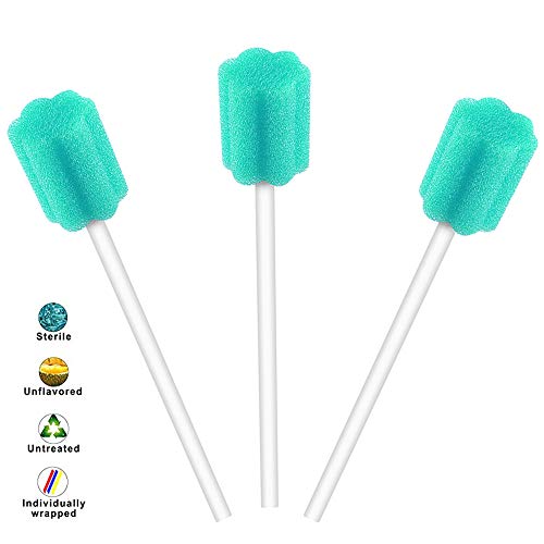 Disposable Oral Sponge Swabs Sky Blue Plum Shape 250 Count - Gentle Mouth Cleaning